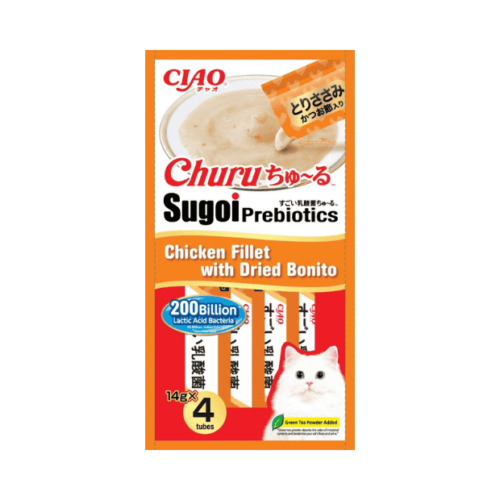 Ciao Churu Sugoi Prebiotics Chicken Fillet with Dried Bonito 14g x4