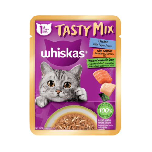 Whiskas Tasty Mix Chicken with Salmon Wakame Seaweed in Gravy 70g