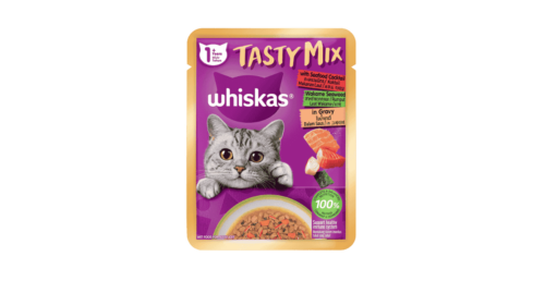 Whiskas Tasty Mix with Seafood Cocktail Wakame Seaweed in Gravy 70g