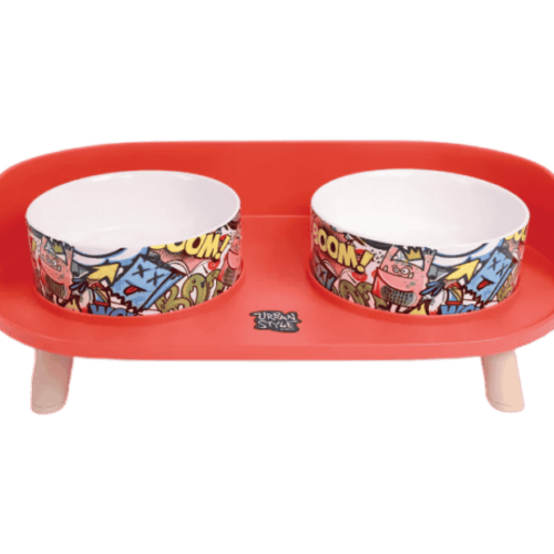 M-Pets Urban Style Altitude Double Raised Pet Bowl Multicolor