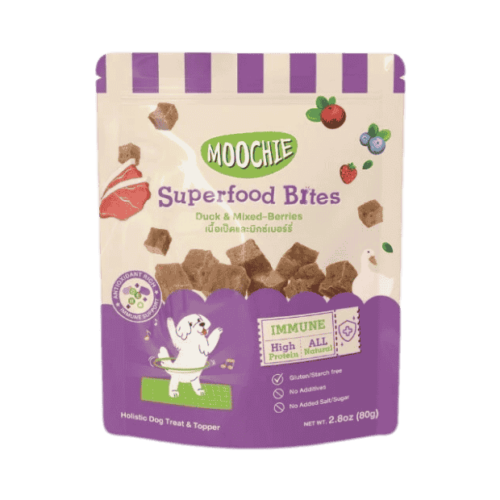 Moochie Superfood Bites Holistic Dog Treat Duck & Mixed-Berries 40g
